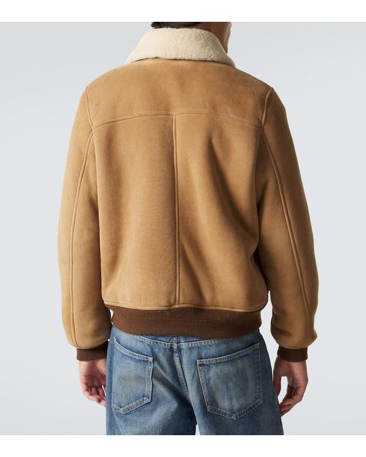 Saint Laurent Brown Shearling-Lined Suede Jacket for men