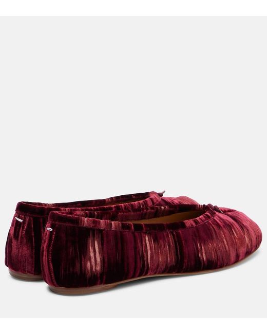 Maison Margiela Red Tabi Velvet Ballet Flats