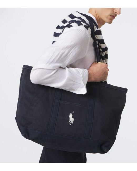 Polo Ralph Lauren Blue Canvas Tote Bag for men