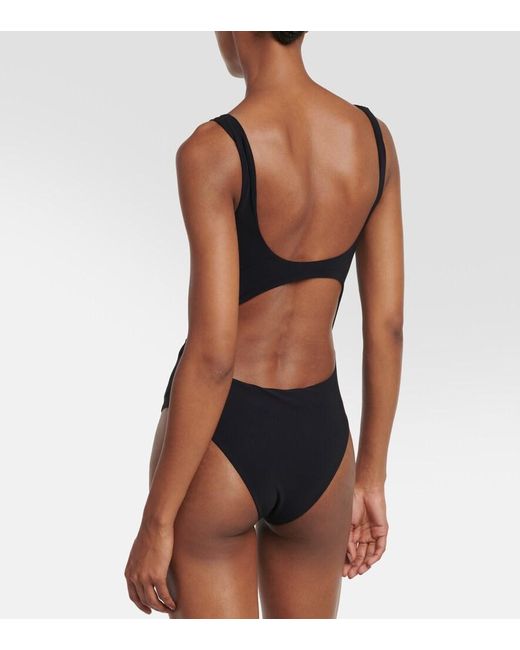 Magda Butrym Black Floral-Applique Cutout Swimsuit