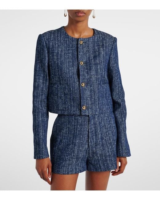 FRAME Blue Cotton Tweed Jacket