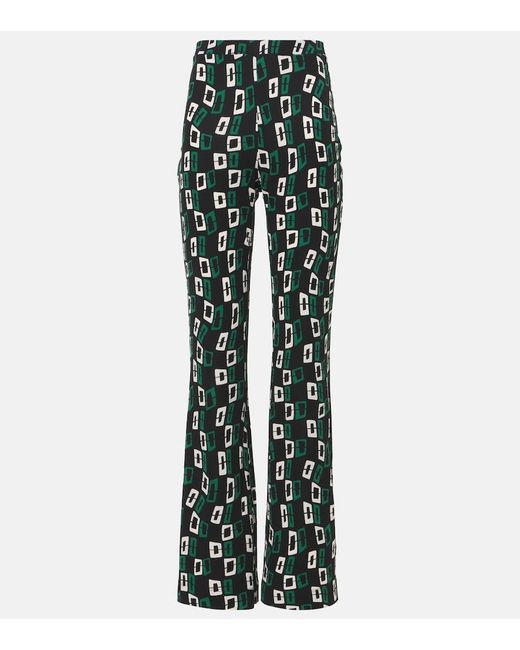 Diane von Furstenberg Green Brooklyn Printed Jersey Flared Pants
