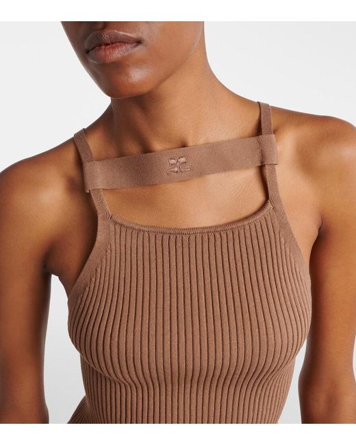 Courreges Brown Ribbed-Knit Tank Top