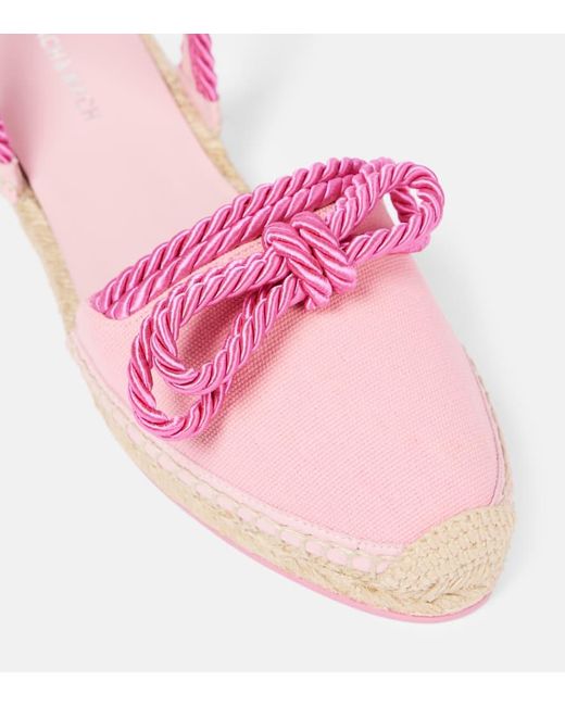 Mach & Mach Pink Bow-Detail Espadrille Sandals