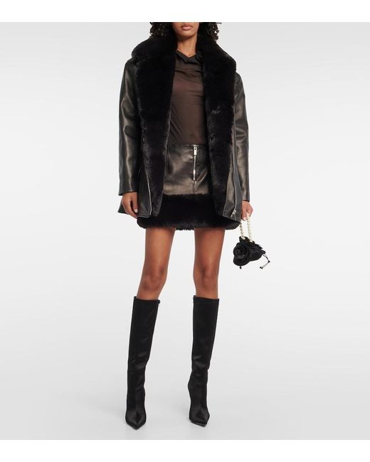 Magda Butrym Black Leather Miniskirt