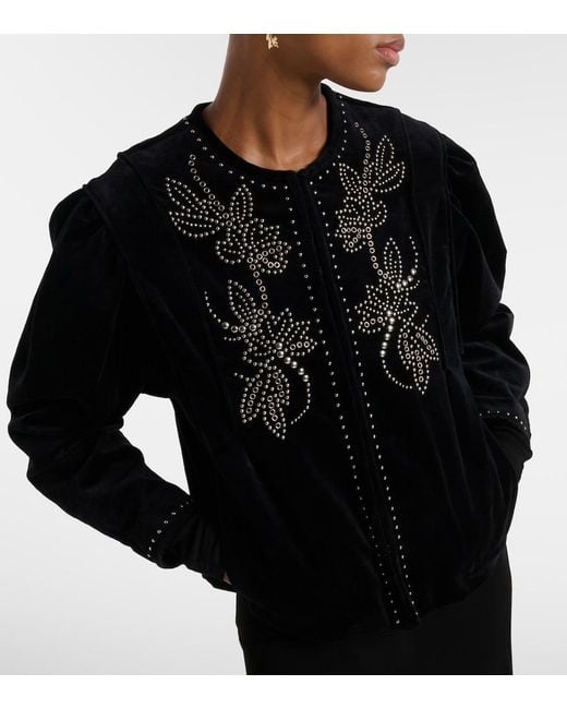 Isabel Marant Black Pietra Embellished Cotton Jacket