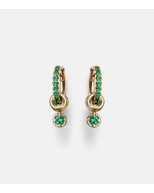 Spinelli Kilcollin White Zahra 18Kt Hoop Earrings With Emeralds