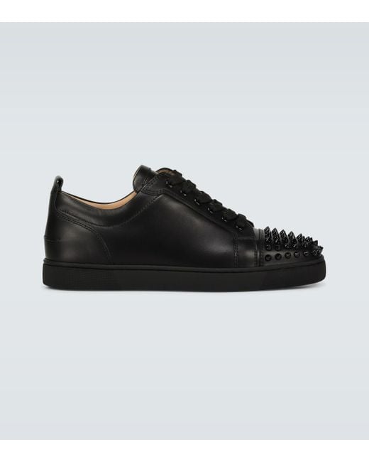 Christian Louboutin Suede Louis Junior Spikes Flat Veau Velours in Black  for Men - Save 64% - Lyst