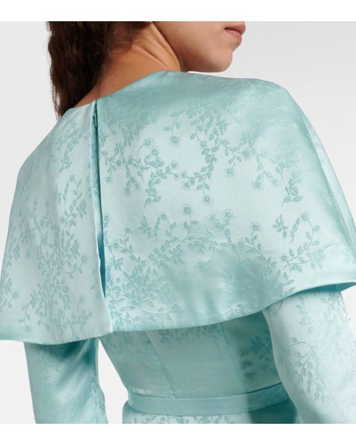 Markarian Blue Hadley Floral Silk-blend Jacquard Midi Dress