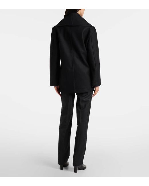 Bottega Veneta Black Double-Breasted Wool Coat