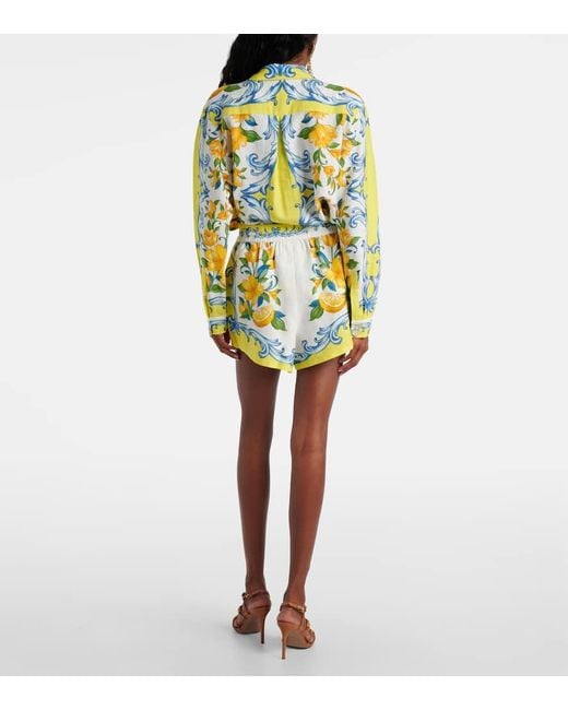 Short En Lin Melange A Fleurs Farm Rio en coloris White