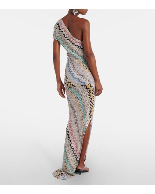 Missoni White Wave One-Shoulder Maxi Dress