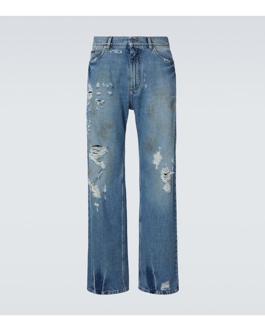 Jean Wide Distressed Dolce & Gabbana pour homme en coloris Blue