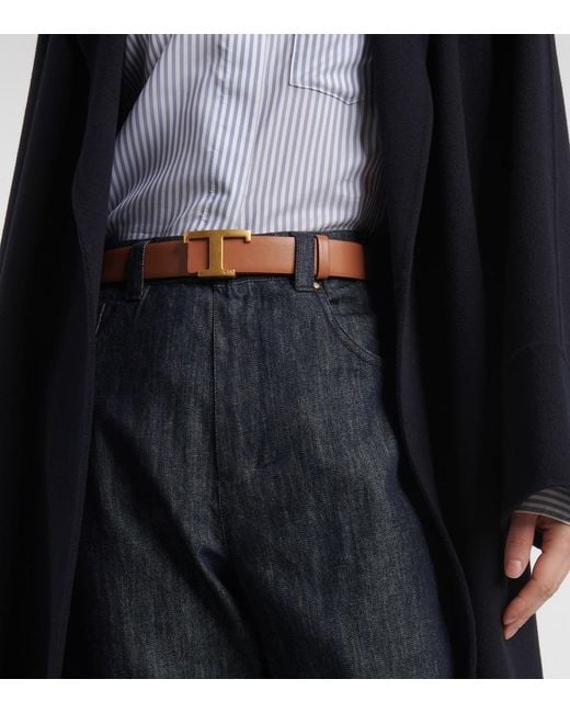 Tod's Brown T Timeless Reversible Leather Belt