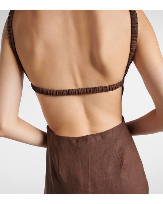 Sir Brown Primrose Ruched Cotton Minidress