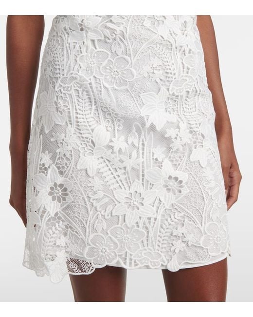 Monique Lhuillier White Floral Lace Minidress