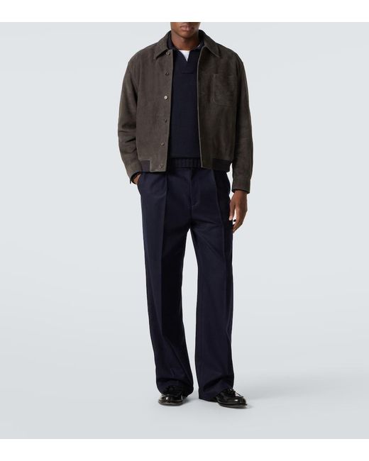 Thom Sweeney Blue Wool Polo Sweater for men