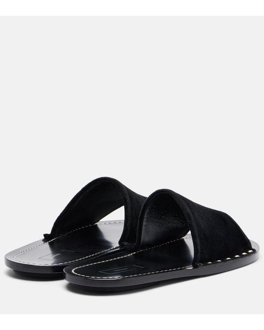 Totême Black Studded Velvet Slides