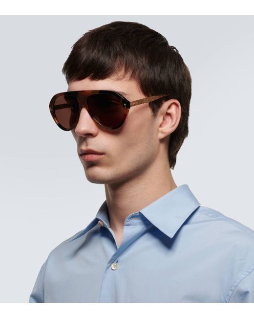 Gucci Brown Aviator Sunglasses for men