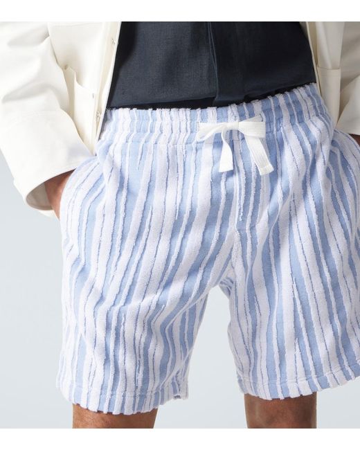 Orlebar Brown Blue Trevon Striped Cotton Toweling Shorts for men
