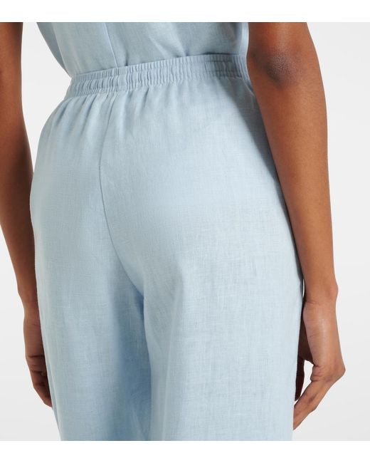 Asceno Blue Aurelia Linen Wide-Leg Pants