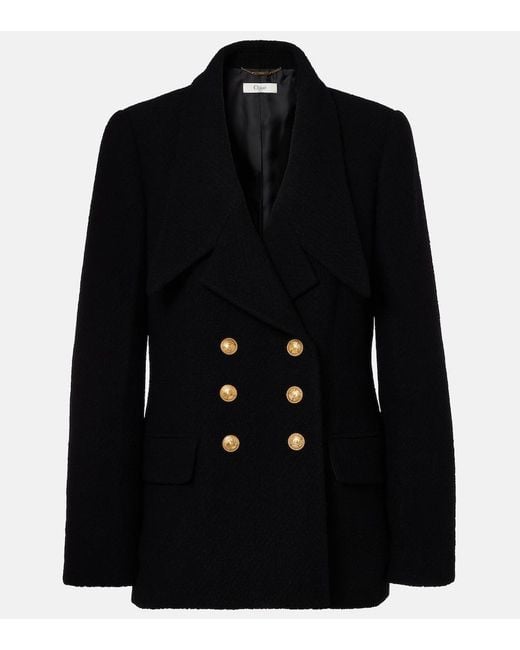 Chloé Black Wool-Blend Boucle Jacket