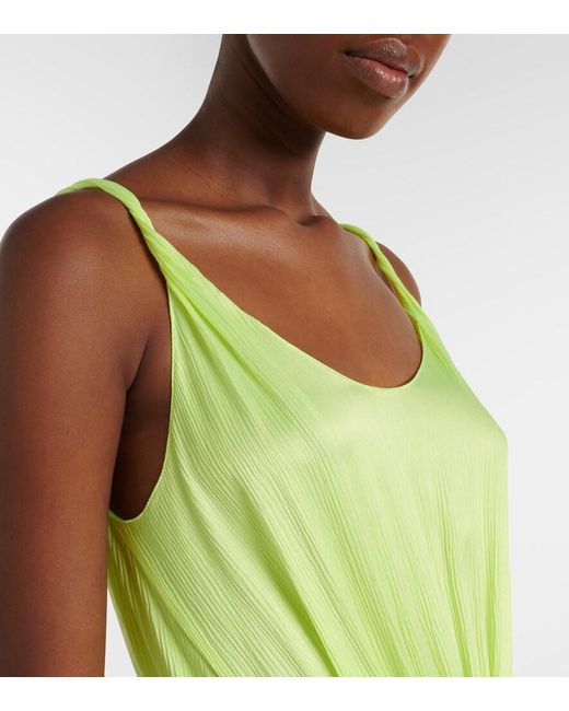 J.W. Anderson Green Gathered Silk Midi Dress