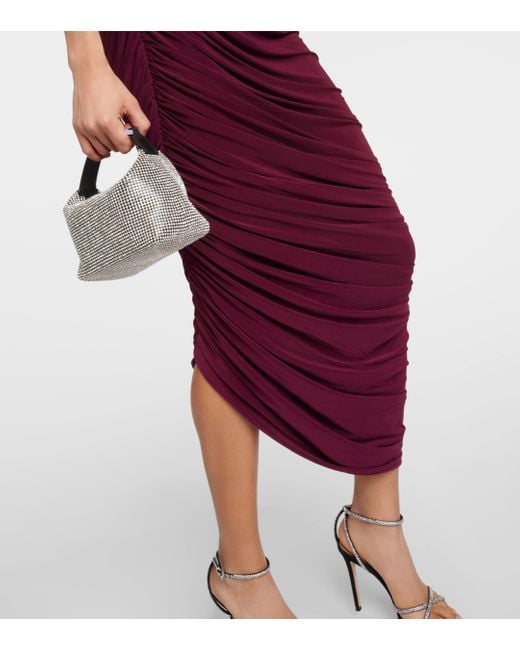 Norma Kamali Purple Diana Ruched Jersey Midi Dress