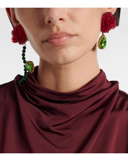 Magda Butrym Red Embellished Sterling Drop Earrings
