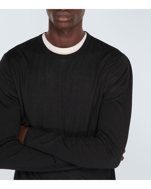 Loro Piana Black Knitted Virgin Wool Top for men