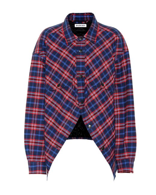 Balenciaga Blue Swing Canadian-checked Cotton-flannel Shirt