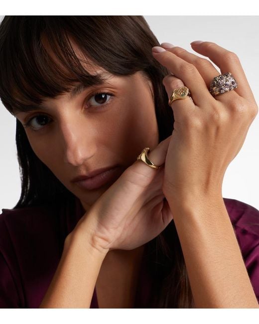 Yvonne Léon White Cour Mimosa Mini 9Kt Pinky Ring With Gemstones