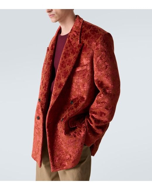 Dries Van Noten Red Double-Breasted Blazer for men
