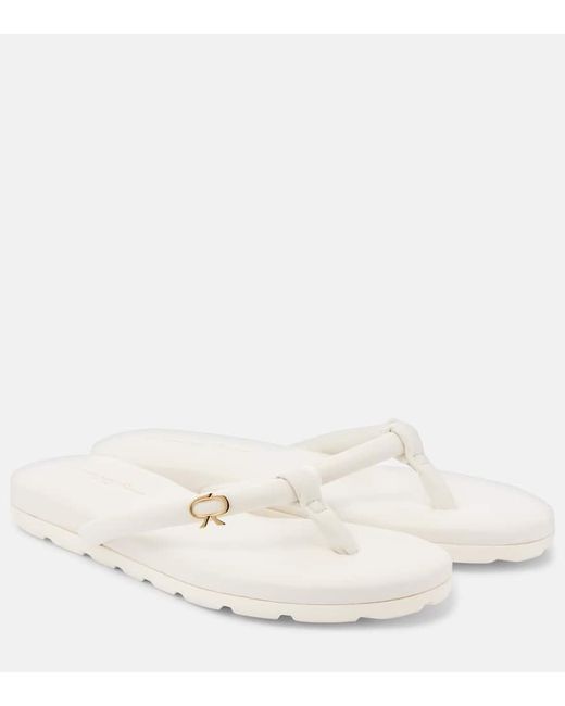 Gianvito Rossi White Juno Leather Thong Sandals