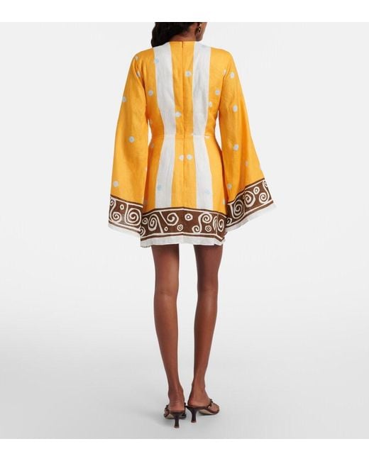 Cala De La Cruz Yellow Tessa Striped Linen Dress