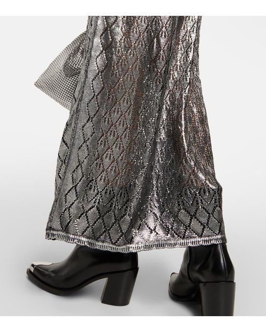 Rabanne Gray Metallic Knit Maxi Dress