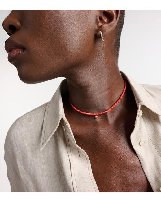 Sydney Evan Red Bamboo Coral And 14Kt Charm Necklace