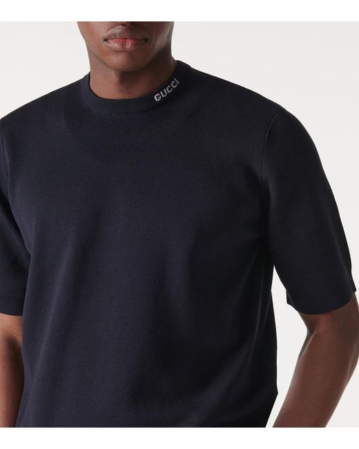 Camiseta de seda y algodon con logo Gucci de hombre de color Blue
