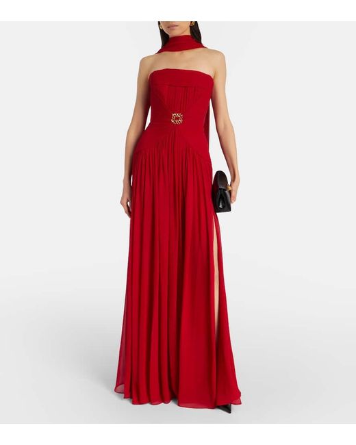 Elie Saab Red Silk Bustier Gown
