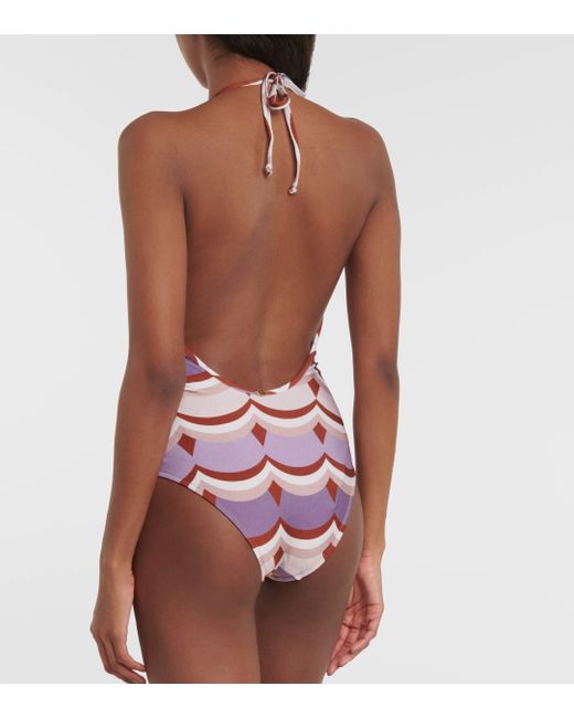 Adriana Degreas White Vintage Waves Printed Swimsuit