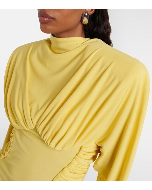 Stella McCartney Yellow Draped Jersey Minidress