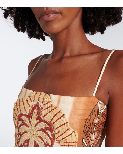Johanna Ortiz Metallic Andean Mythology Printed Linen Maxi Dress