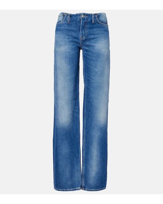 Jeans A Gamba Larga E Vita Bassa di Acne in Blue