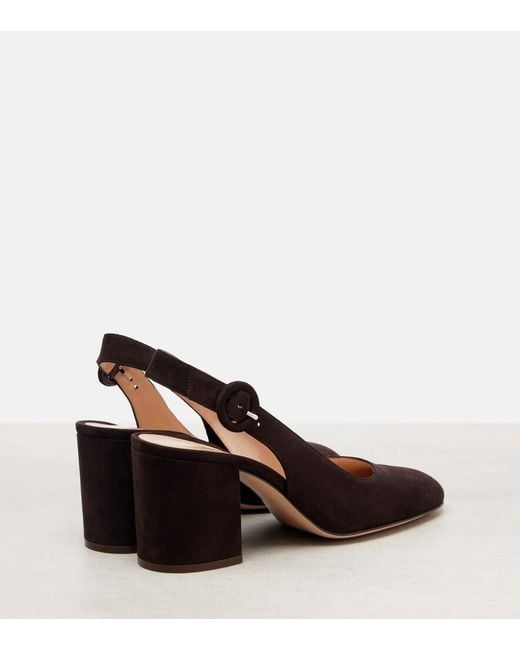 Gianvito Rossi Brown Suede Slingback Pumps