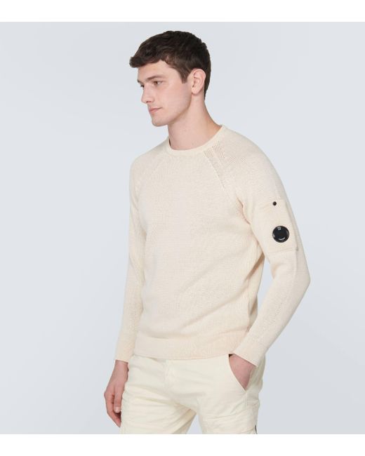 C P Company White Compact-knit Cotton Sweater for men