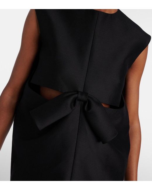 Balenciaga Black Cutout Crepe Satin Midi Dress