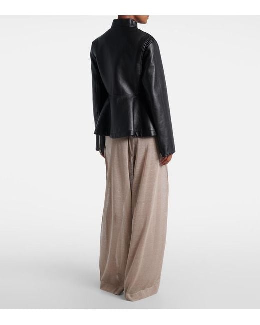 Alaïa Black Peplum Leather Jacket
