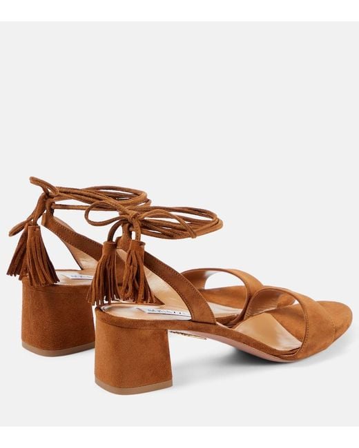 Aquazzura Brown Alu 50 Suede Sandals