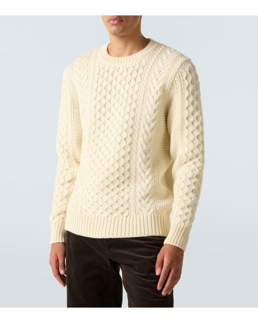 Sunspel Natural Cable-Knit Wool Sweater for men