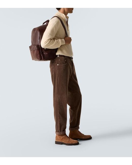 Brunello Cucinelli Brown Leather Backpack for men